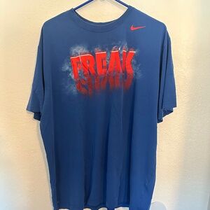 Nike Dri-FIT Mens Activewear Pullover Top Shirt Blue Freak Crew Short Sleeve XL